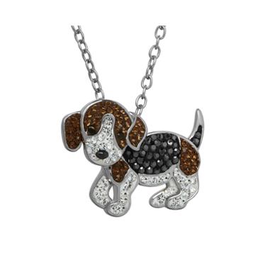 Animal Planet&trade; Crystal Sterling Silver Beagle Pendant Necklace