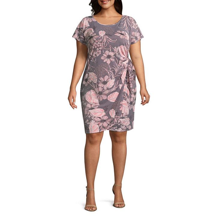 Robbie Bee Short Sleeve Floral Sheath Dress - Plus