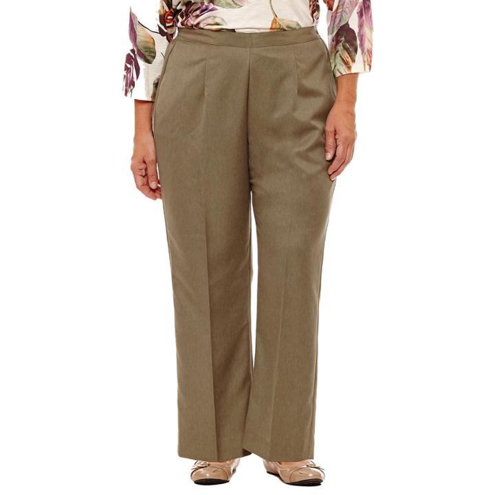 Alfred Dunner Palm Desert Woven Flat Front Pants-plus Short