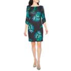 Danny & Nicole 3/4 Sleeve Floral Sheath Dress