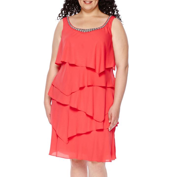 Rn Studio By Ronni Nicole Sleeveless Tier Embellished Dress - Plus