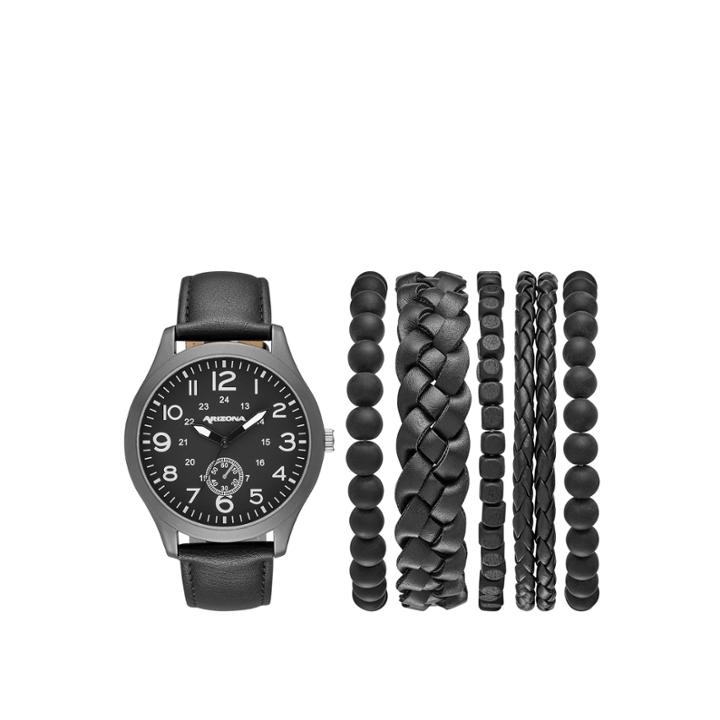 Arizona Mens Black 6-pc. Watch Boxed Set-fmdarz548