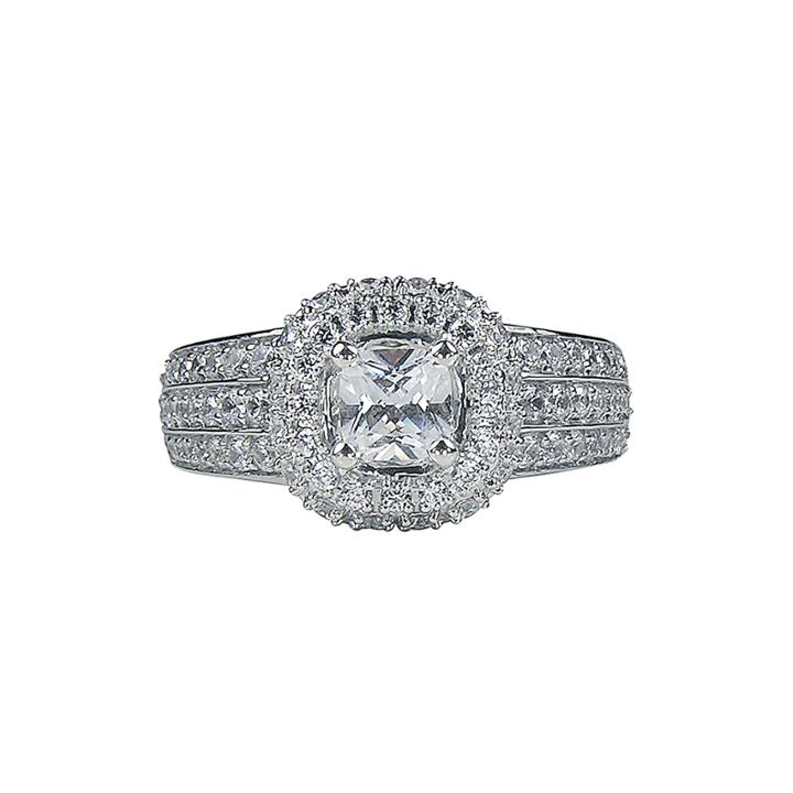 Modern Bride Signature 1 Ct. T.w. Diamond 14k White Gold Cushion-cut Bridal Ring
