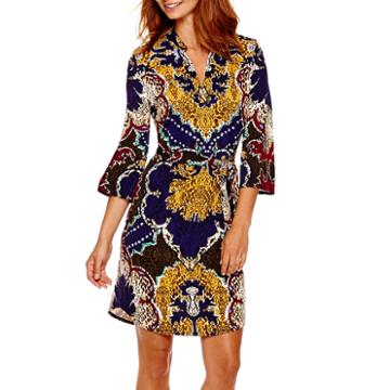 Trulli 3/4-sleeve Print Shirtdress