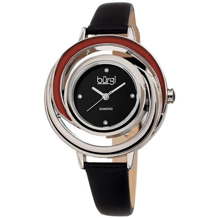 Burgi Womens Black Strap Watch-b-210ssb