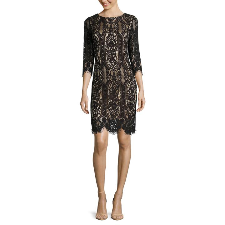 Rn Studio By Ronni Nicole 3/4-sleeve Graphic Lace Sheath Dress
