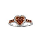1/2 Ct. T.w. White & Color-enhanced Red Diamonds Sterling Silver Heart Ring