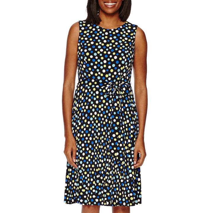 Black Label By Evan-picone Sleeveless Pleated Shift Dress