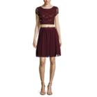 Speechless 2-pc. Short-sleeve Sequin Lace Dress - Juniors