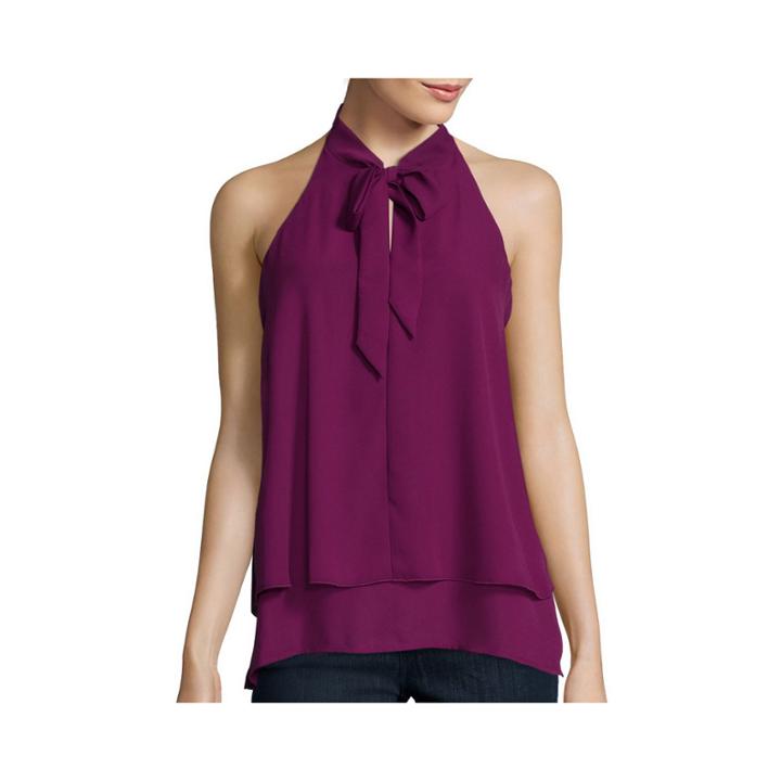 Belle + Sky&trade; Sleeveless Layered Tie-front Top