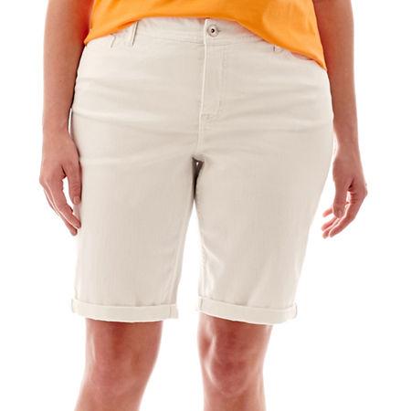 St. John's Bay Secretly Slender Denim Bermuda Shorts - Plus