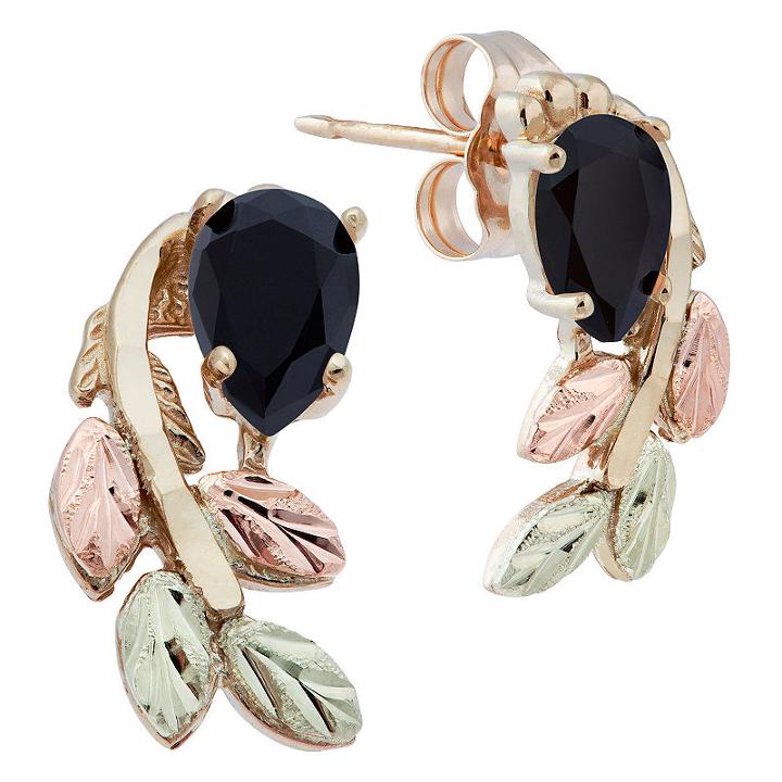 Black Onyx 10k Gold Stud Earrings
