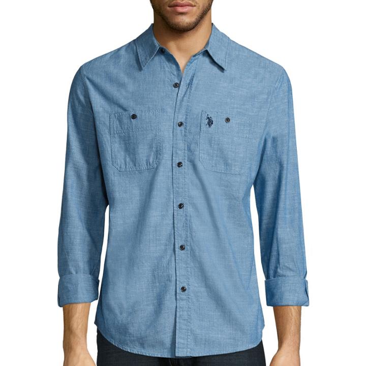 U.s. Polo Assn. Long-sleeve Slim-fit Chambray Shirt