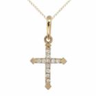 Womens Lab Created White Cubic Zirconia Cross Pendant Necklace