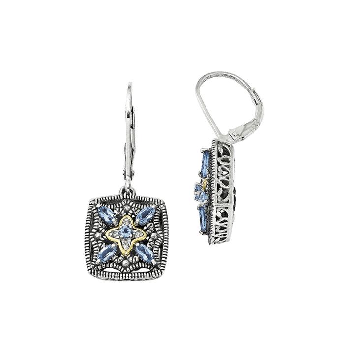 Shey Couture Genuine Blue Topaz And Diamond-accent Sterling Silver 14k Gold Earrings