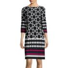 Jessica Howard 3/4-sleeve Geo Print Shift Dress