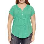 Liz Claiborne Short Sleeve Cap Sleeve Henley Shirt Plus