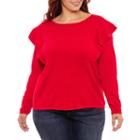 A.n.a Long Sleeve Ruffle Pullover Sweater-plus