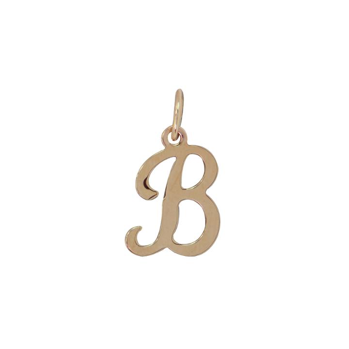 Personalized 14k Yellow Gold Initial B Pendant Necklace