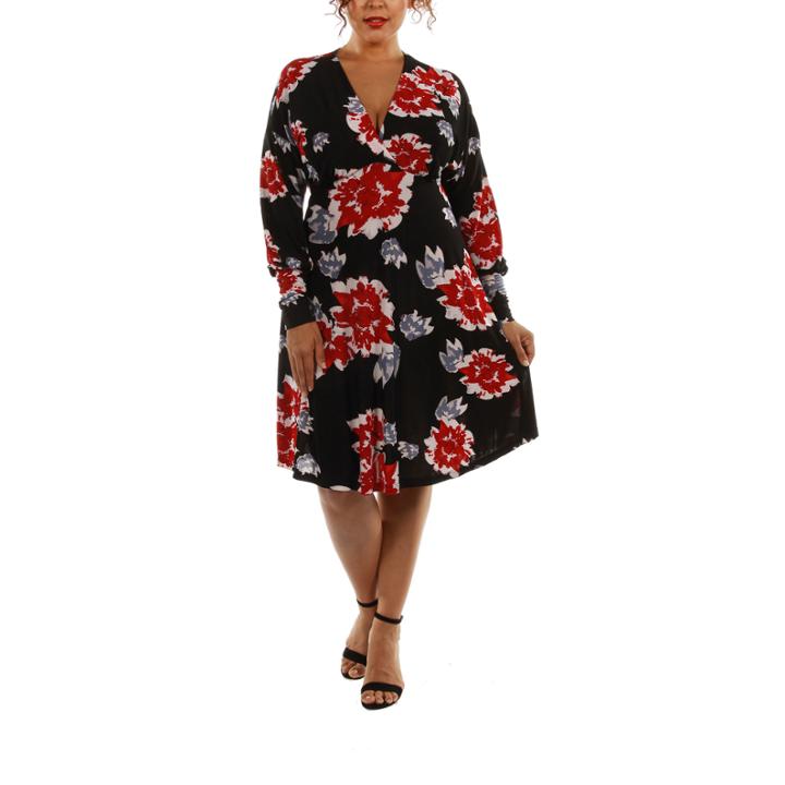24/7 Comfort Apparel Charming Color Splash Sheath Dress-plus
