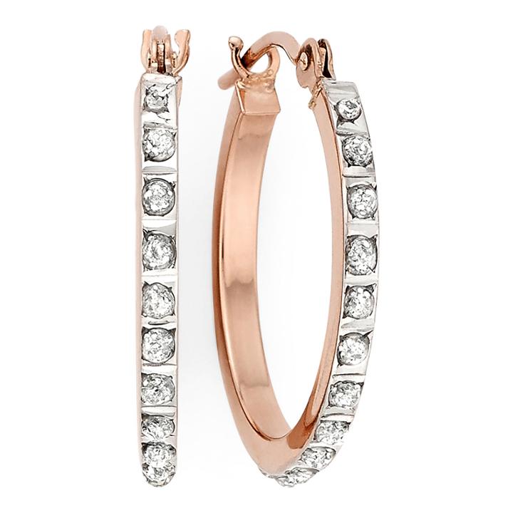 Diamond Fascination&trade; 14k Rose Gold Round Hoop Earrings