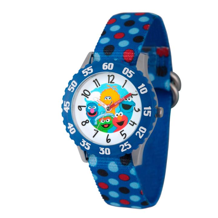 Sesame Street Blue Polka Dot Friends Time Teacher Strap Watch W003179