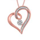 Womens 1/10 Ct. T.w. Genuine White Diamond 14k Gold Over Silver Heart Pendant Necklace