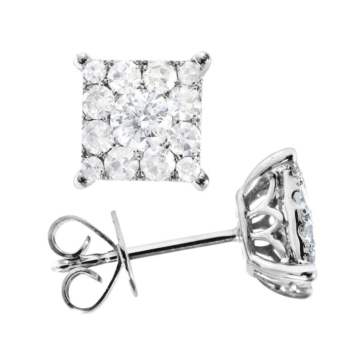1/3 Ct. T.w. Diamond Cluster Earrings 14k White Gold