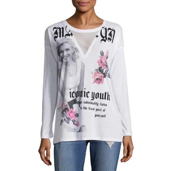 Long Sleeve V Neck Graphic T-shirt