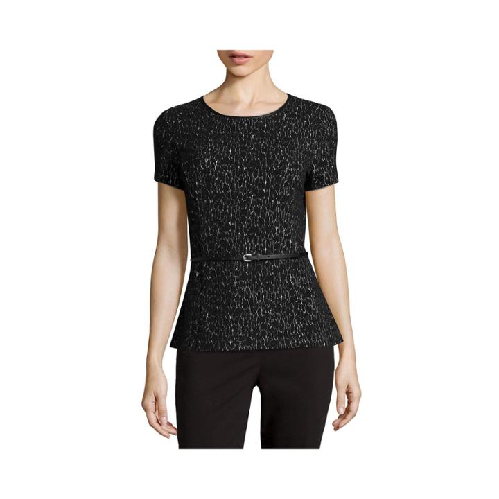 Liz Claiborne Short-sleeve Belted Knit Peplum Top - Tall