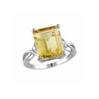 Womens Yellow Citrine Sterling Silver Cocktail Ring