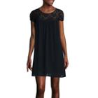 Speechless Short-sleeve Lace-bodice A-line Dress