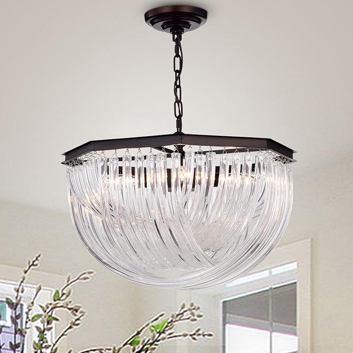 Yukesi Curved Glass Rod 20-inch 4-light Pendant