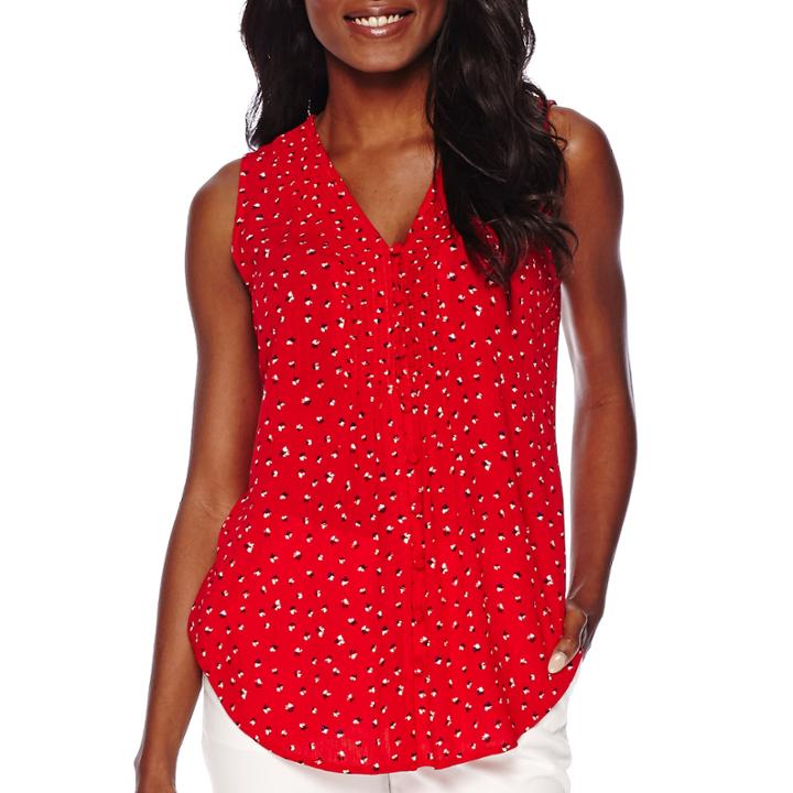 Liz Claiborne Sleeveless Printed Blouse