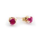 10k Yellow Gold 4mm Lab-created Ruby Stud Earrings