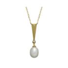 Certified Sofia&trade; Cultured Freshwater Pearl Diamond-accent 10k Gold Pendant