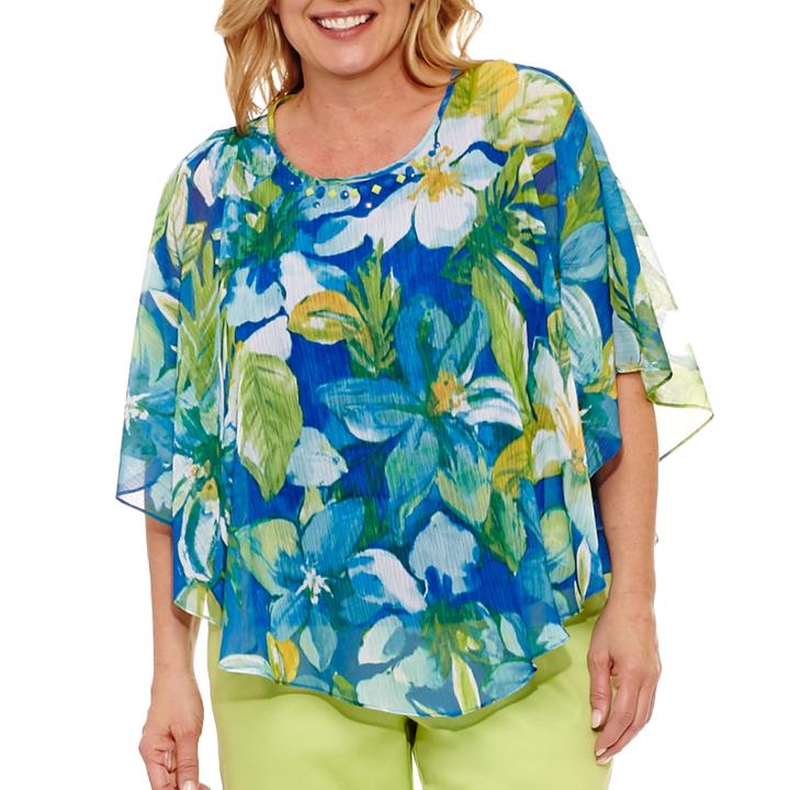 Alfred Dunner Tropical Overlay Blouse-plus