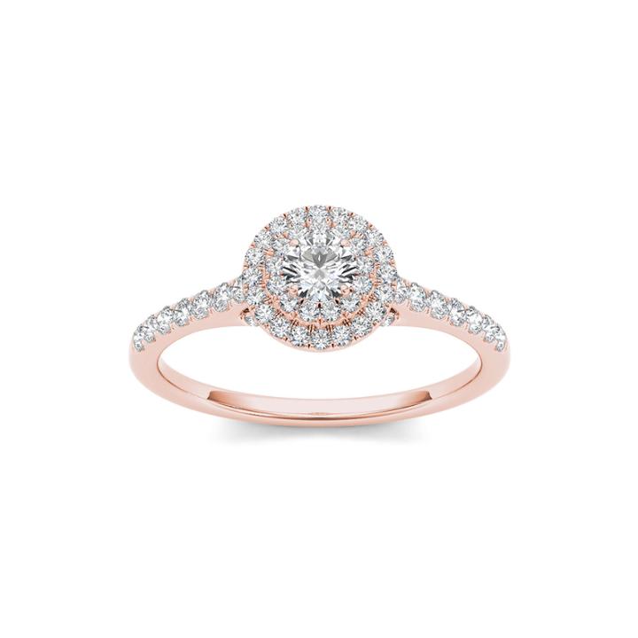 1/2 Ct. T.w. Diamond Halo 10k Rose Gold Engagement Ring