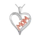 1/10 Ct. T.w. Diamond Sterling Silver With 14k Rose Gold Accent Pendant Necklace