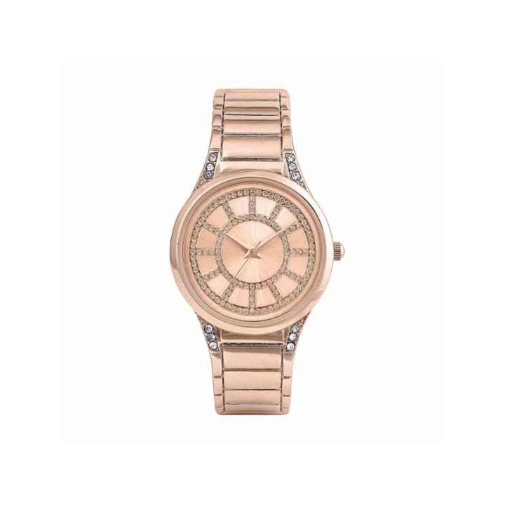 Mixit Womens Rose-gold Glitter Bangle Watch