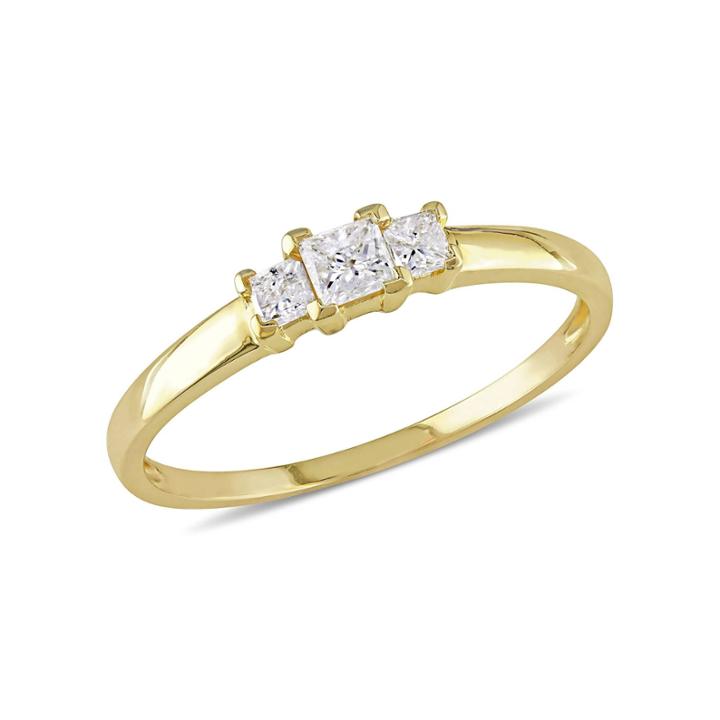 1/4 Ct. T.w. Princess White Diamond 10k Gold 3-stone Ring