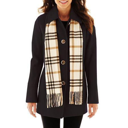 St. John's Bay Wool-blend Scarf Coat - Plus