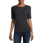 Liz Claiborne Short Sleeve Scoop Neck Pullover Sweater