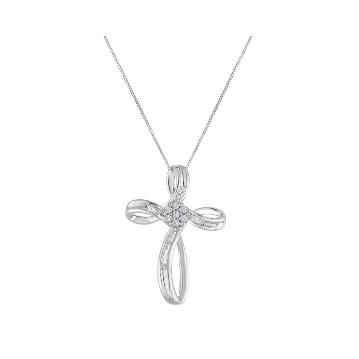 1/5 Ct. T.w. Diamond 10k White Gold Cross Pendant Necklace
