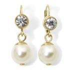 Monet Stimulated Pearl And Crystal Drop Earrings