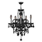 Provence Collection 5 Light Chrome Finish And Black Crystal Chandelier