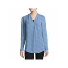 Worthington Long Sleeve V Neck Woven Blouse-talls