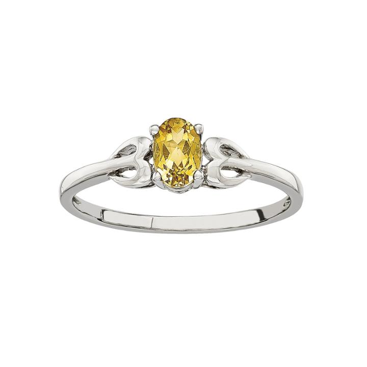 Womens Yellow Citrine Sterling Silver Delicate Ring