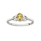 Womens Yellow Citrine Sterling Silver Delicate Ring