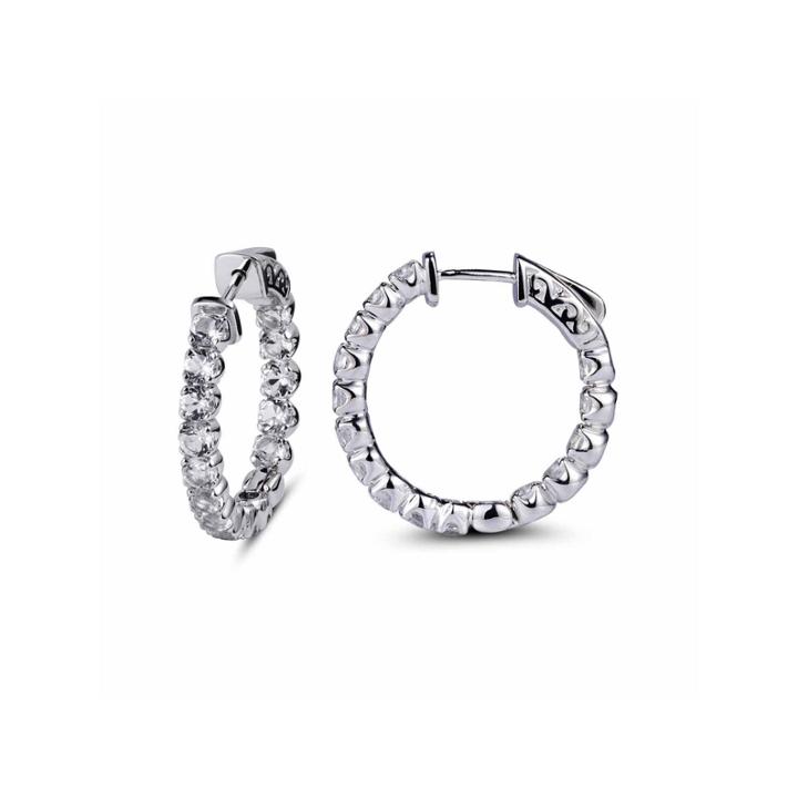 White Topaz Sterling Silver Hoop Earrings
